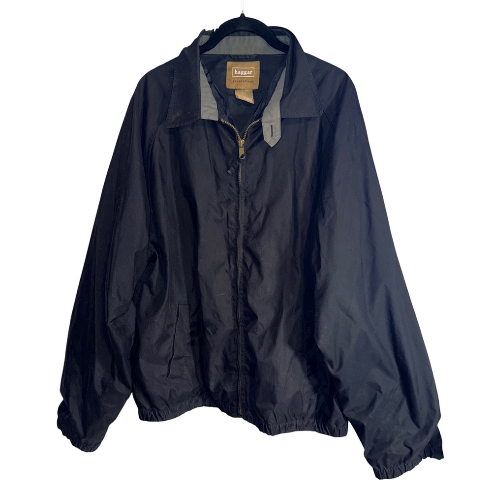 Haggar Generations Black Zip Up Jacket Men's Size M Lightweight Casual Outerwear